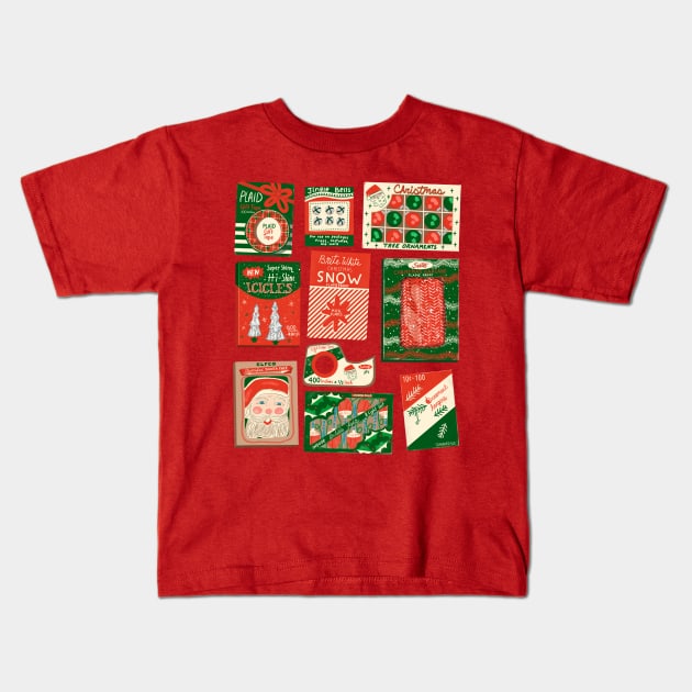 Vintage Christmas Decoration Packaging Kids T-Shirt by jenblove
